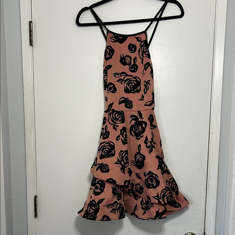 Floral A Line Ruffle Dress With Rose Pattern Prom Party Dress